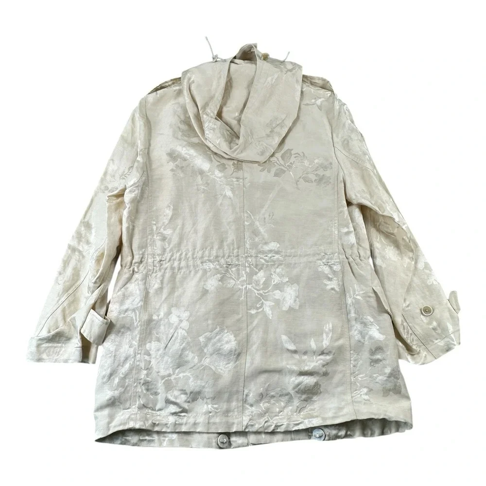 Ralph Lauren Purple Label Ivory Linen Blend Floral Hooded Padded Jacket SZ 4 NWT - Picture 3 of 14